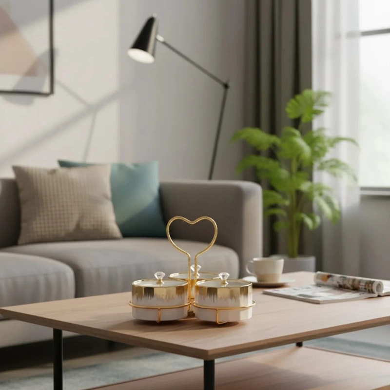 JUEGO 3 SOPORTE SNACKS DISEÑO CORAZON ELEGANTE APERITIVO JHN - 9