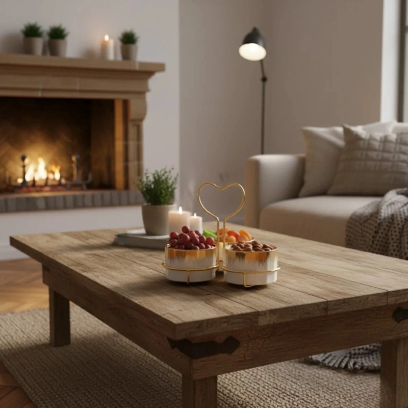 JUEGO 3 SOPORTE SNACKS DISEÑO CORAZON ELEGANTE APERITIVO JHN - 10