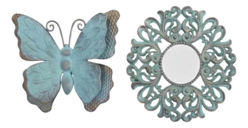 SET DECORATIVO PARED 3 PIEZAS DISEÑO CALADO MARIPOSAS JHN - 3