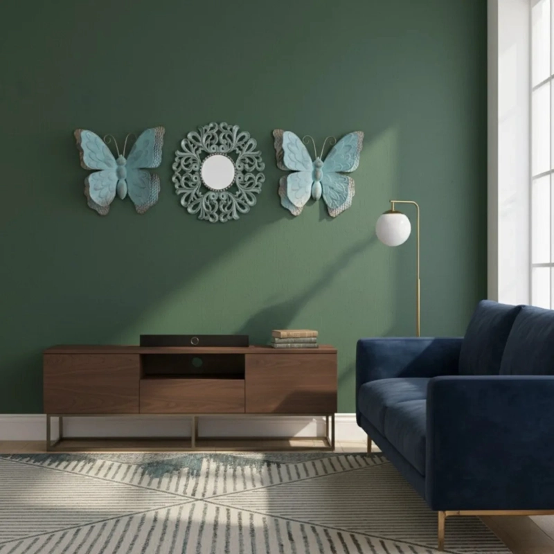 SET DECORATIVO PARED 3 PIEZAS DISEÑO CALADO MARIPOSAS JHN - 8