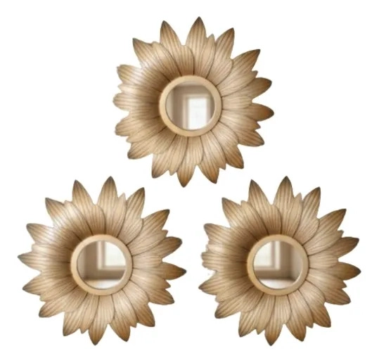 SET 3 ESPEJO DECORATIVO PARED ESTILO GIRASOL VINTAGE JHN - 3