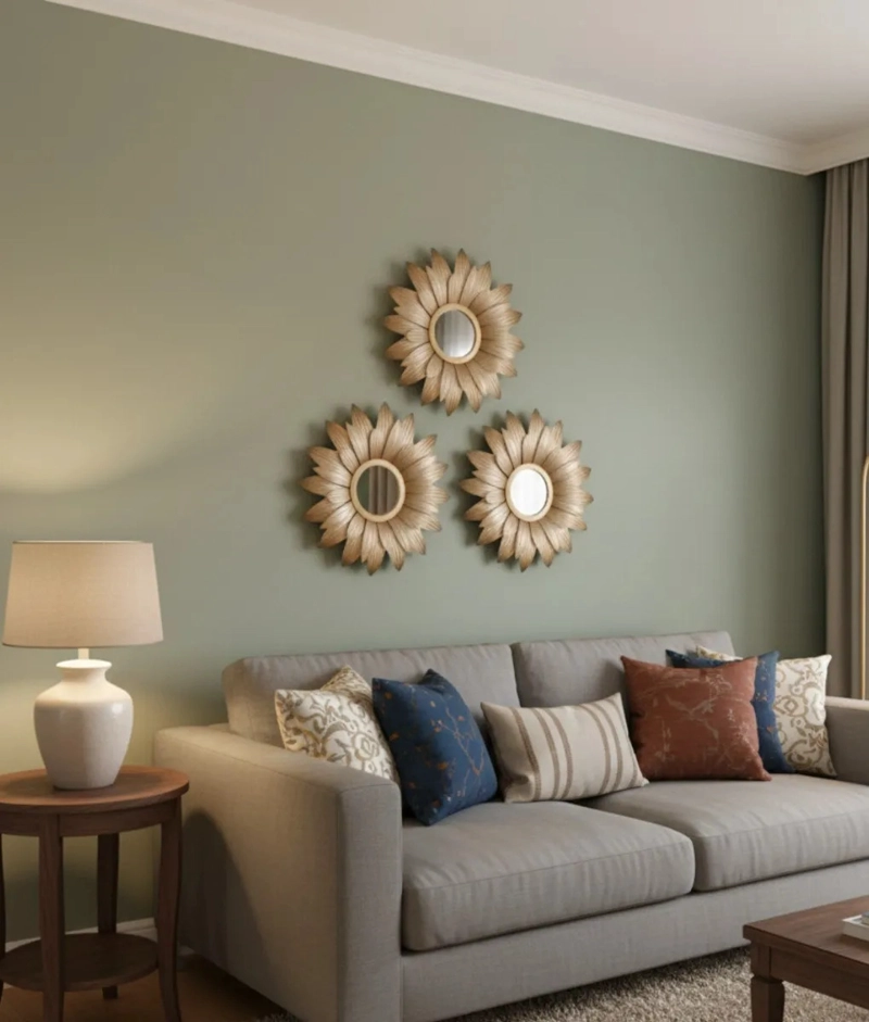 SET 3 ESPEJO DECORATIVO PARED ESTILO GIRASOL VINTAGE JHN - 9