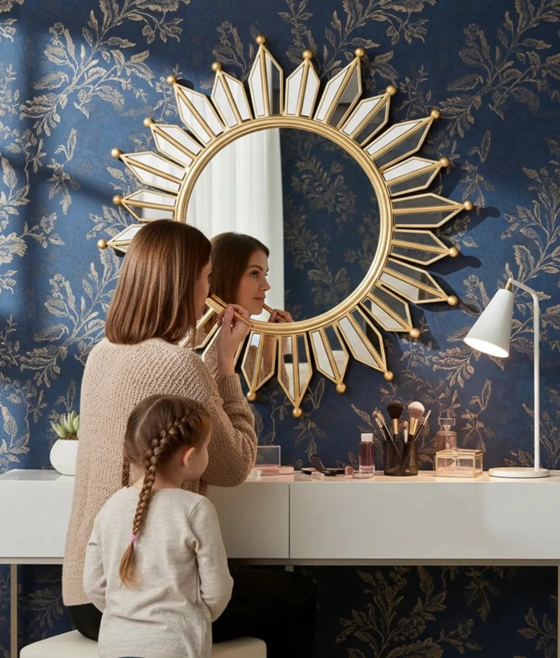 ESPEJO DECORATIVO PARED RAYOS SOL RESISTENTE MODERNO JHN - 5