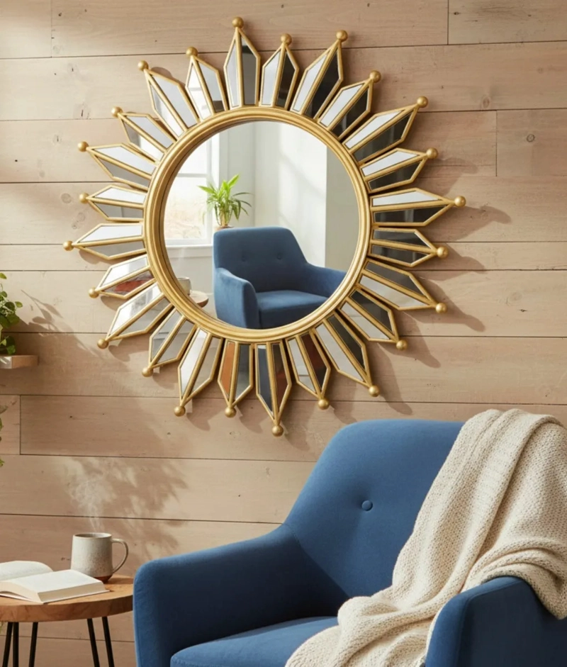 ESPEJO DECORATIVO PARED RAYOS SOL RESISTENTE MODERNO JHN - 8