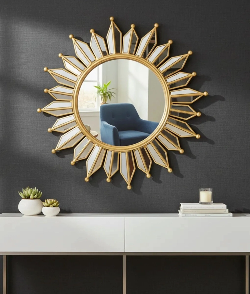 ESPEJO DECORATIVO PARED RAYOS SOL RESISTENTE MODERNO JHN - 9