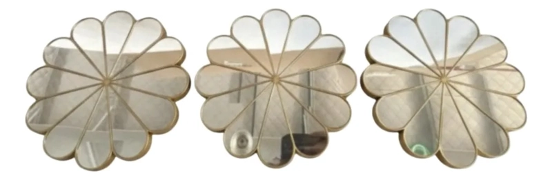 SET 3 ESPEJO DECORATIVO PARED ADORNO FORMA FLOR MODERNA JHN - 1