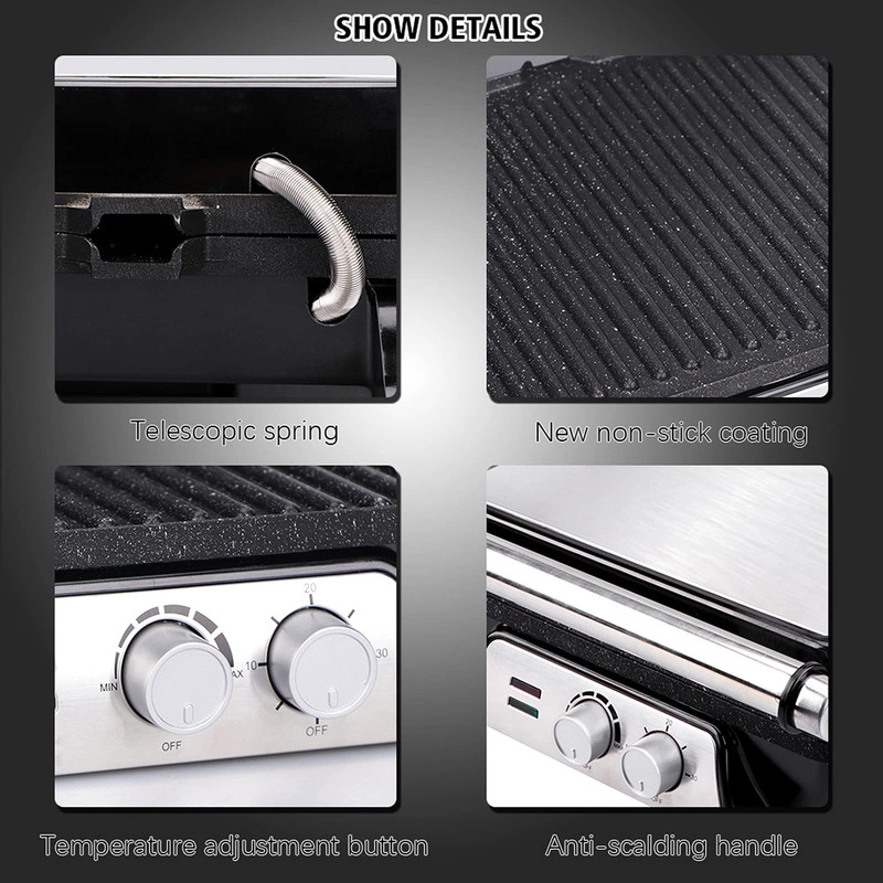 SANDWICHERA PLANCHA ANTIADHERENTE ACERO INOX COCINA LAU - 1
