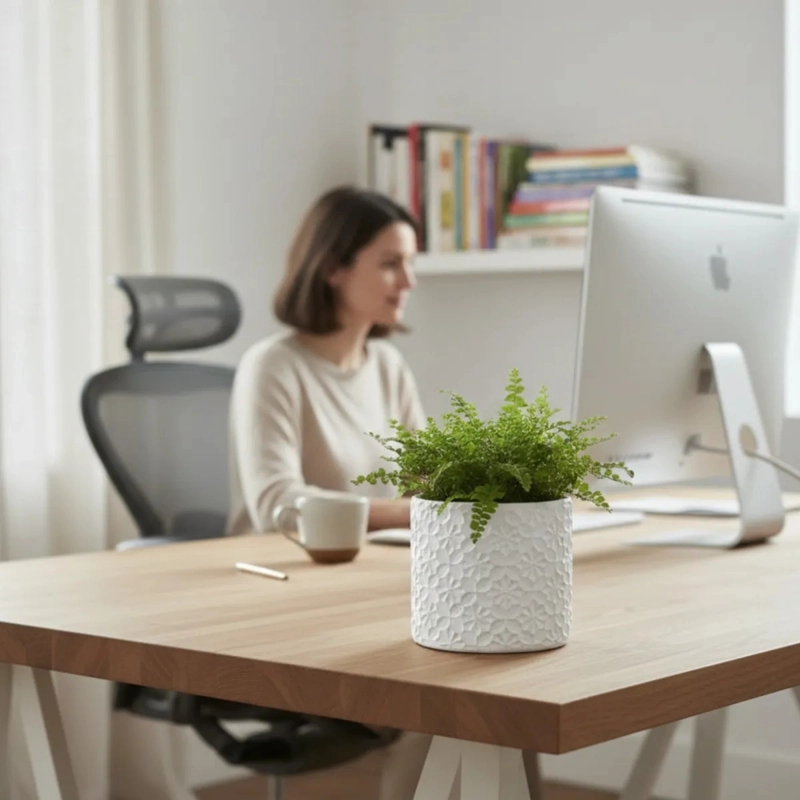 MACETA DECORATIVA DISEÑO FLORAL MACETERO ESTILO NORDICO JHN - 4