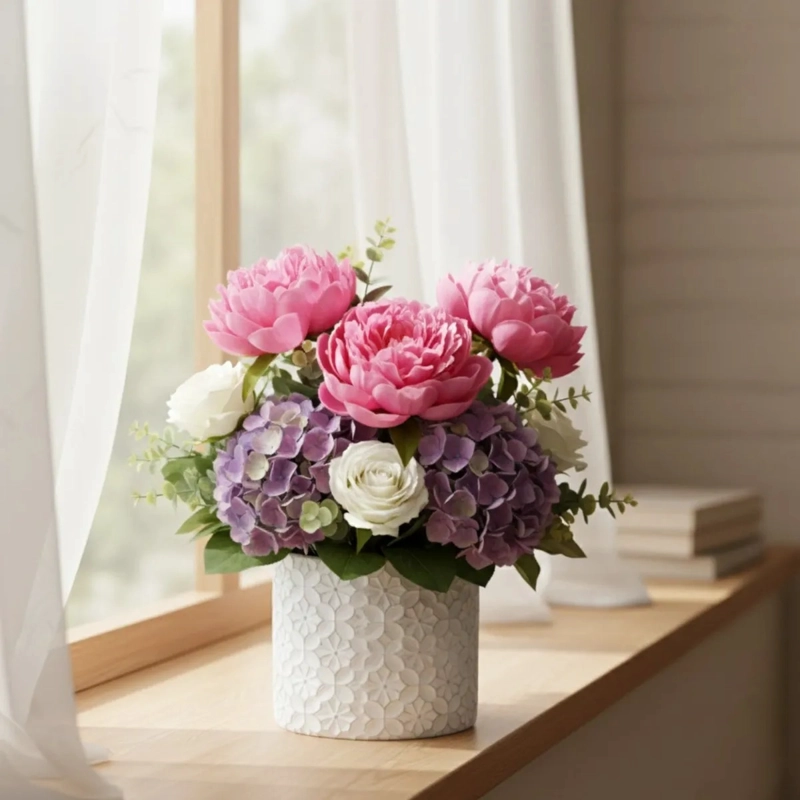 MACETA DECORATIVA DISEÑO FLORAL MACETERO ESTILO NORDICO JHN - 5
