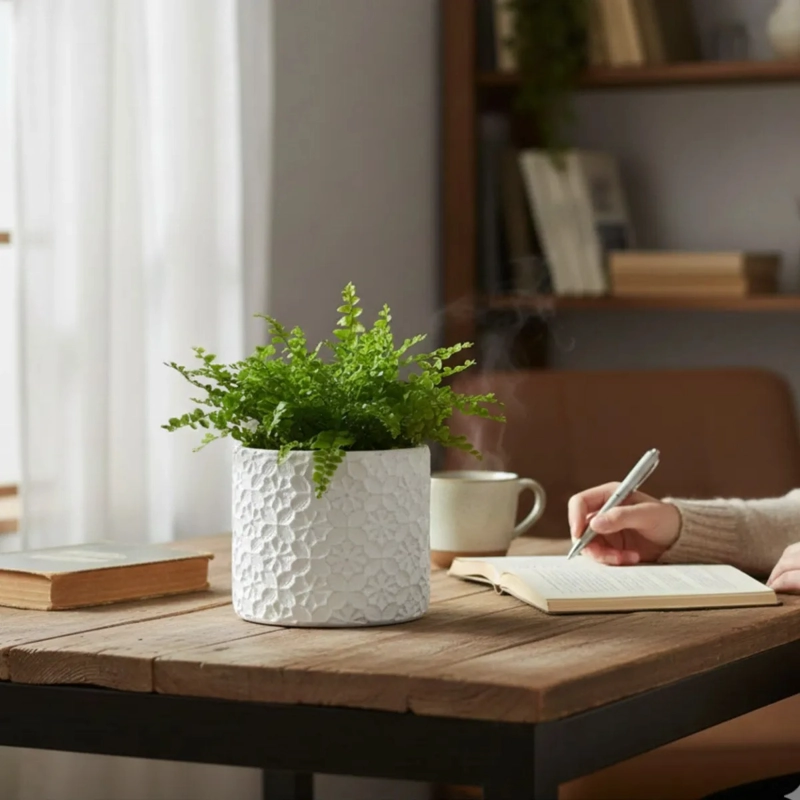 MACETA DECORATIVA DISEÑO FLORAL MACETERO ESTILO NORDICO JHN - 9