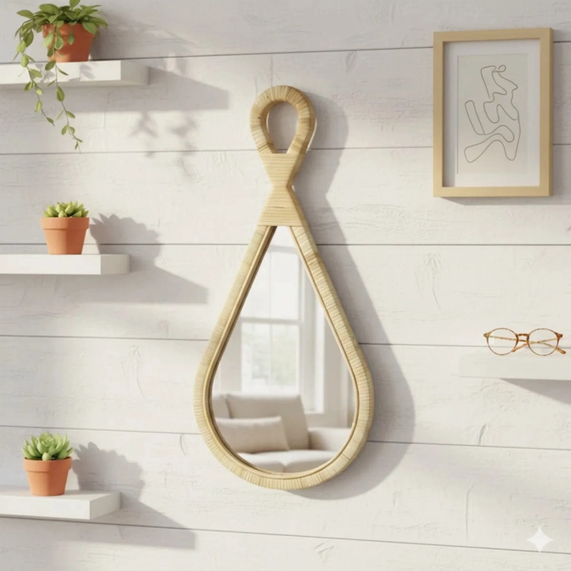ESPEJO DECORATIVO PARED DISEÑO GOTA ESTILO BOHO CHIC JHN - 2