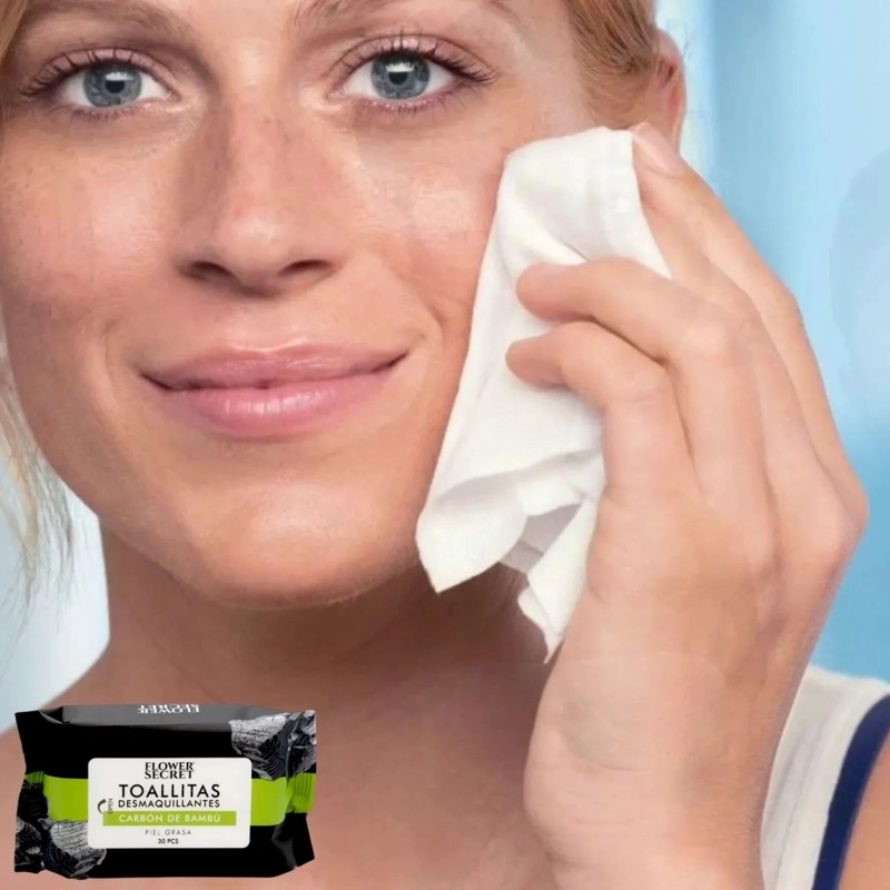 PAQ 7 TOALLITAS FACIAL DESMAQUILLA LIMPIA CARBON BAMBU LAU - 7