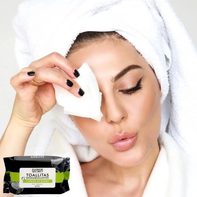 PAQ 7 TOALLITAS FACIAL DESMAQUILLA LIMPIA CARBON BAMBU LAU - 8