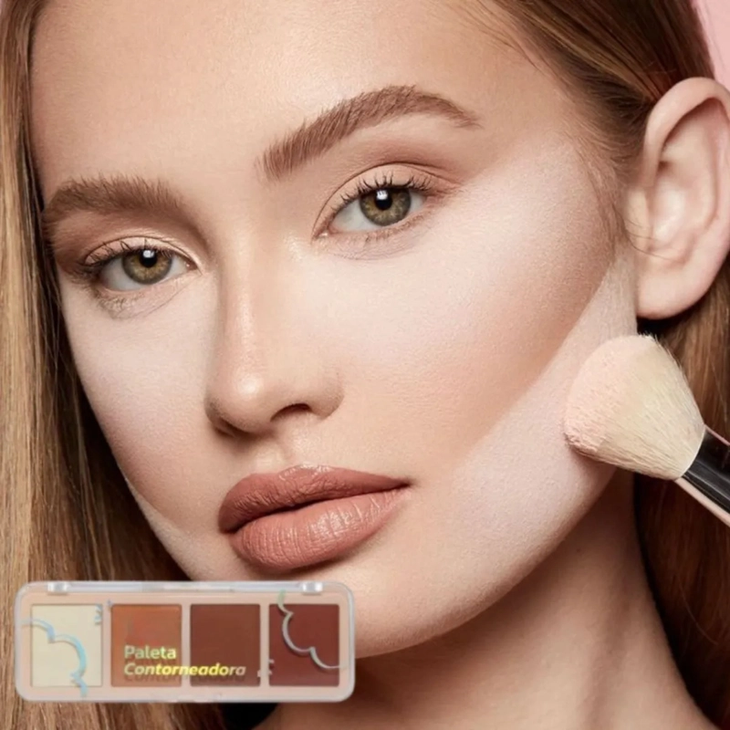 SET 2 PALETAS CONTORNO ILUMINADOR FACIAL GLOW 4 TONOS ALJ - 2