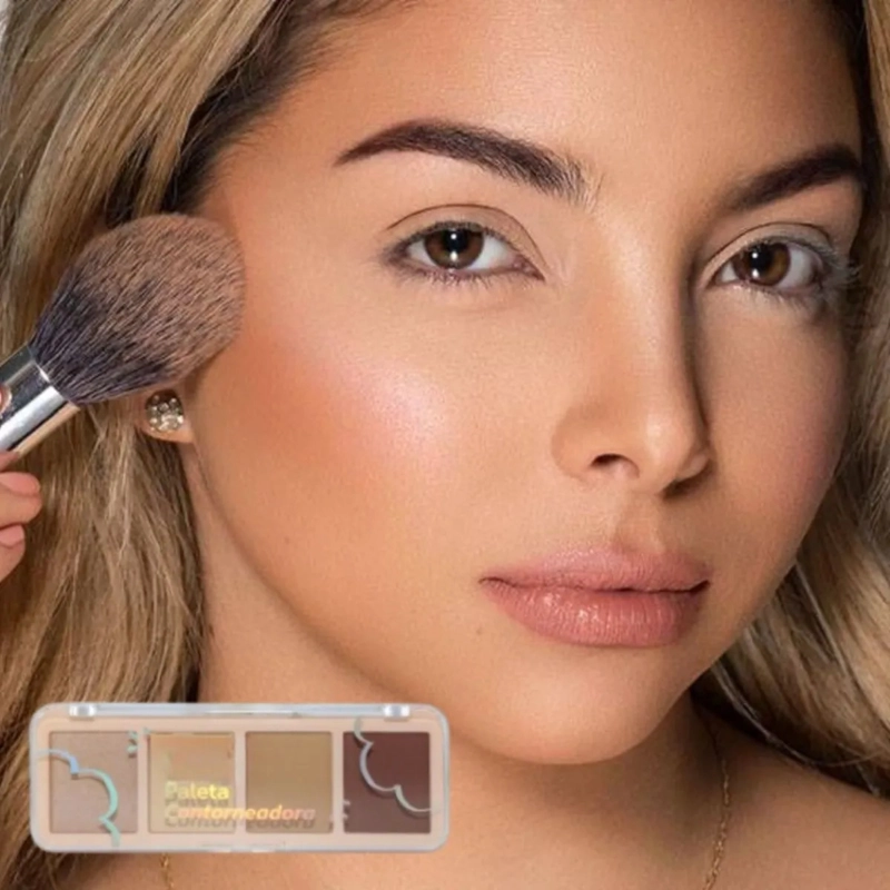 SET 2 PALETAS CONTORNO ILUMINADOR FACIAL GLOW 4 TONOS ALJ - 4