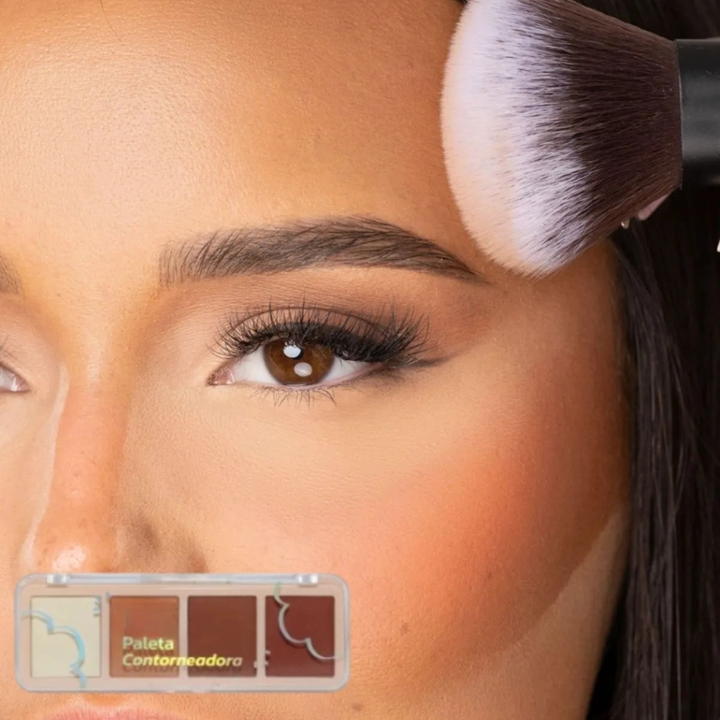 SET 2 PALETAS CONTORNO ILUMINADOR FACIAL GLOW 4 TONOS ALJ - 5