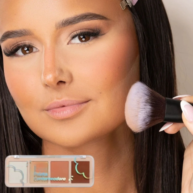 SET 2 PALETAS CONTORNO ILUMINADOR FACIAL GLOW 4 TONOS ALJ - 6