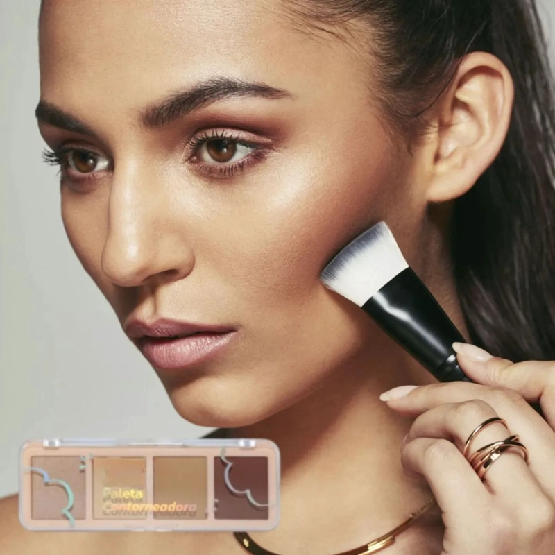 SET 2 PALETAS CONTORNO ILUMINADOR FACIAL GLOW 4 TONOS ALJ - 7