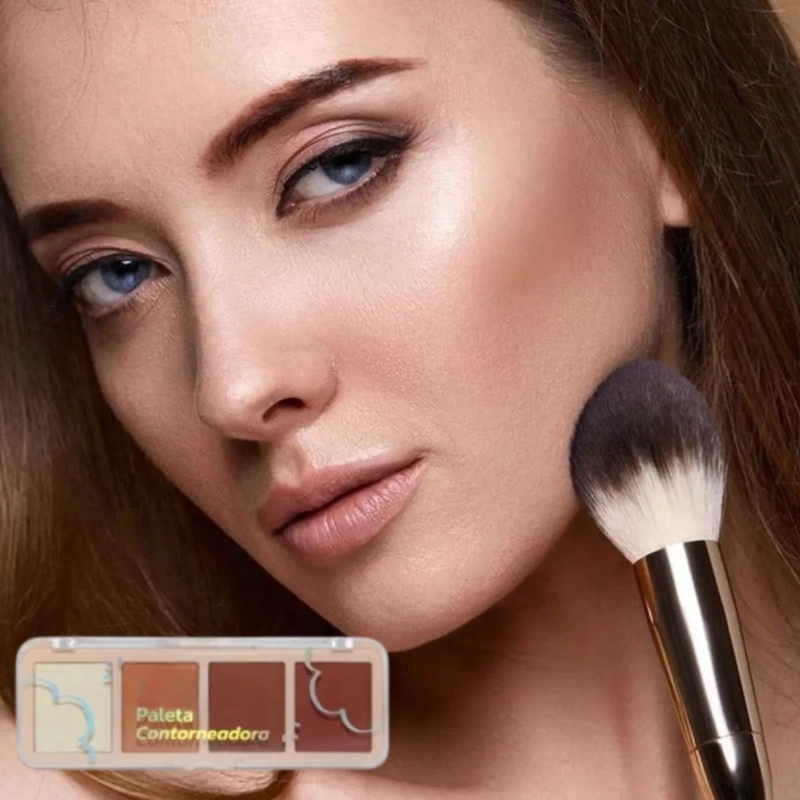 SET 2 PALETAS CONTORNO ILUMINADOR FACIAL GLOW 4 TONOS ALJ - 8