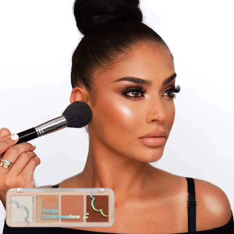 SET 2 PALETAS CONTORNO ILUMINADOR FACIAL GLOW 4 TONOS ALJ - 9