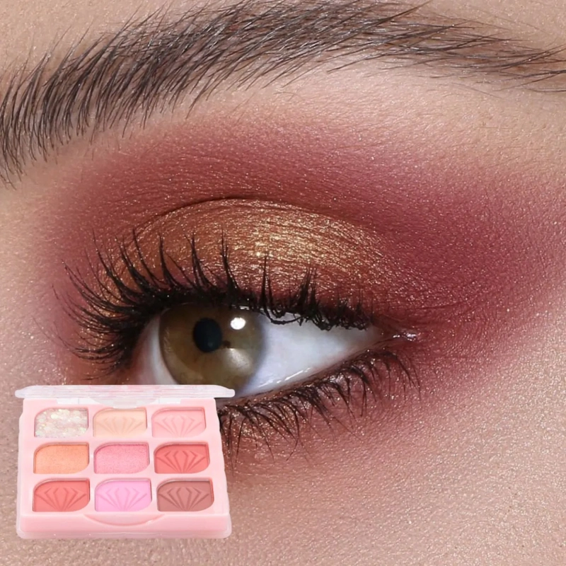 PALETA SOMBRAS OJOS 9 TONOS COMPACTA LARGA DURACION ALJ - 7