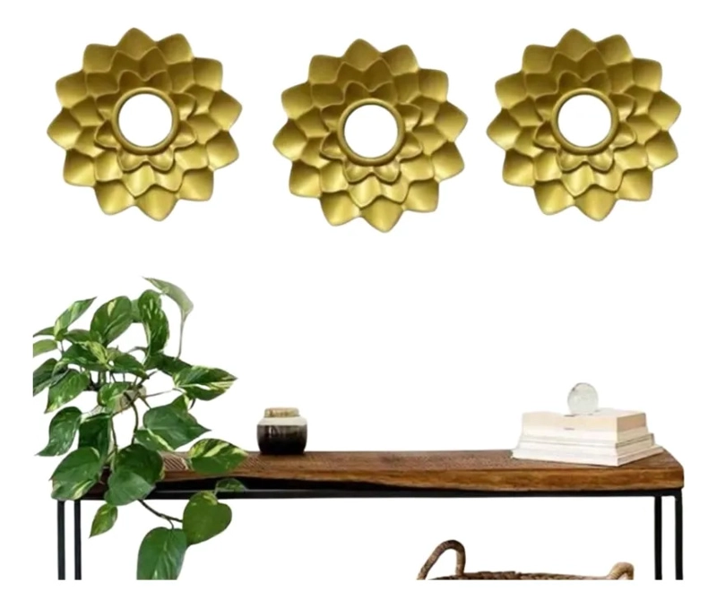 SET 3 ESPEJOS DECORATIVOS FLORALES PARED MODERNOS ALJ - 2