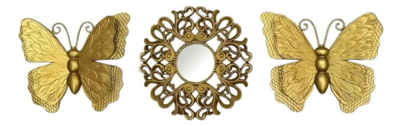 SET ESPEJO DECORATIVO PARED MARIPOSAS ESTILO MODERNO ALJ - 1
