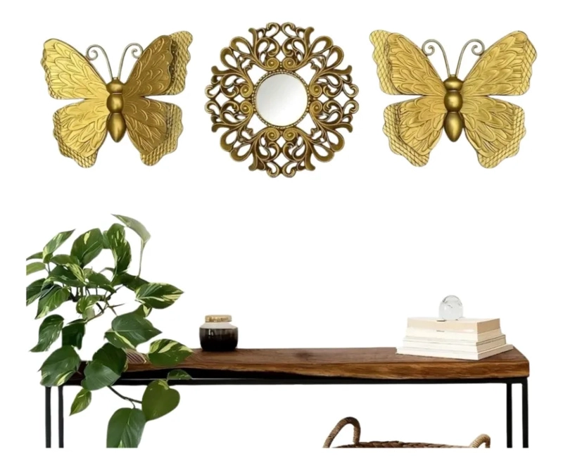 SET ESPEJO DECORATIVO PARED MARIPOSAS ESTILO MODERNO ALJ - 2