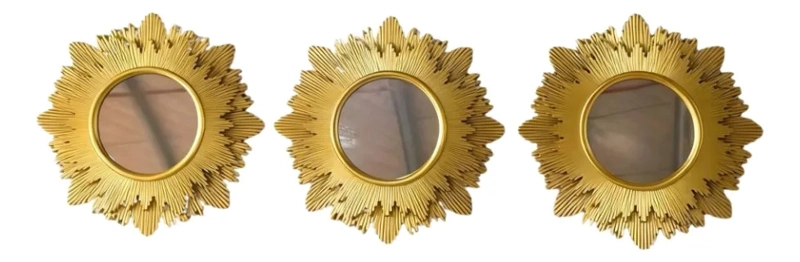 SET 3 ESPEJOS DECORATIVOS PARED SOL VANGUARDIA ELEGANTES ALJ - 1