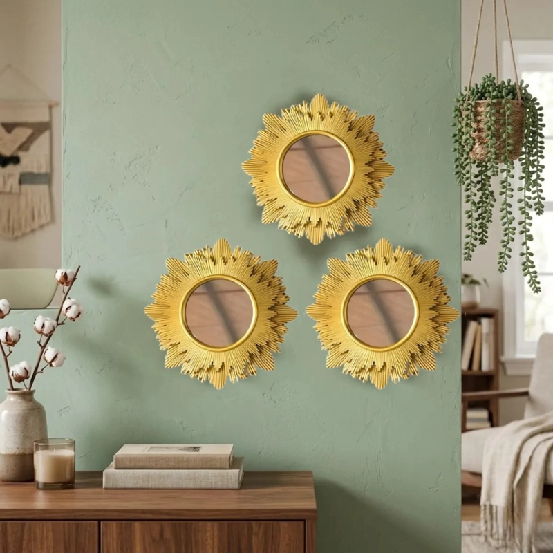 SET 3 ESPEJOS DECORATIVOS PARED SOL VANGUARDIA ELEGANTES ALJ - 10