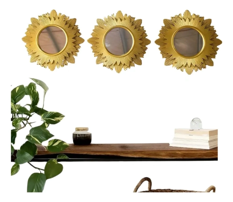 SET 3 ESPEJOS DECORATIVOS PARED SOL VANGUARDIA ELEGANTES ALJ - 2