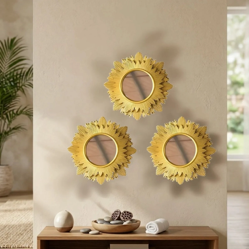 SET 3 ESPEJOS DECORATIVOS PARED SOL VANGUARDIA ELEGANTES ALJ - 9