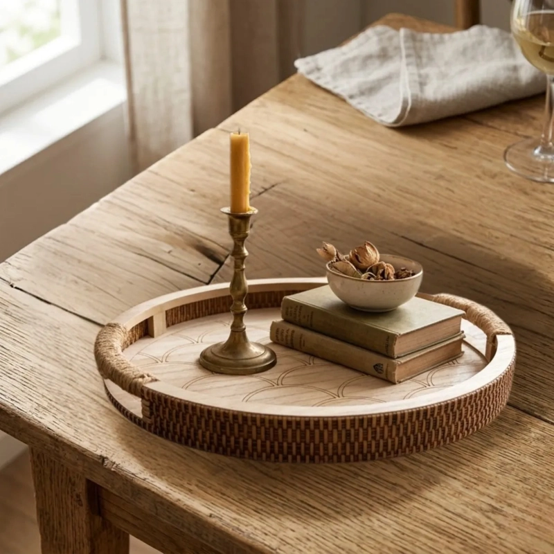SET 2 BANDEJAS DECORATIVAS ORGANICAS MADERA RUSTICA ALJ - 5