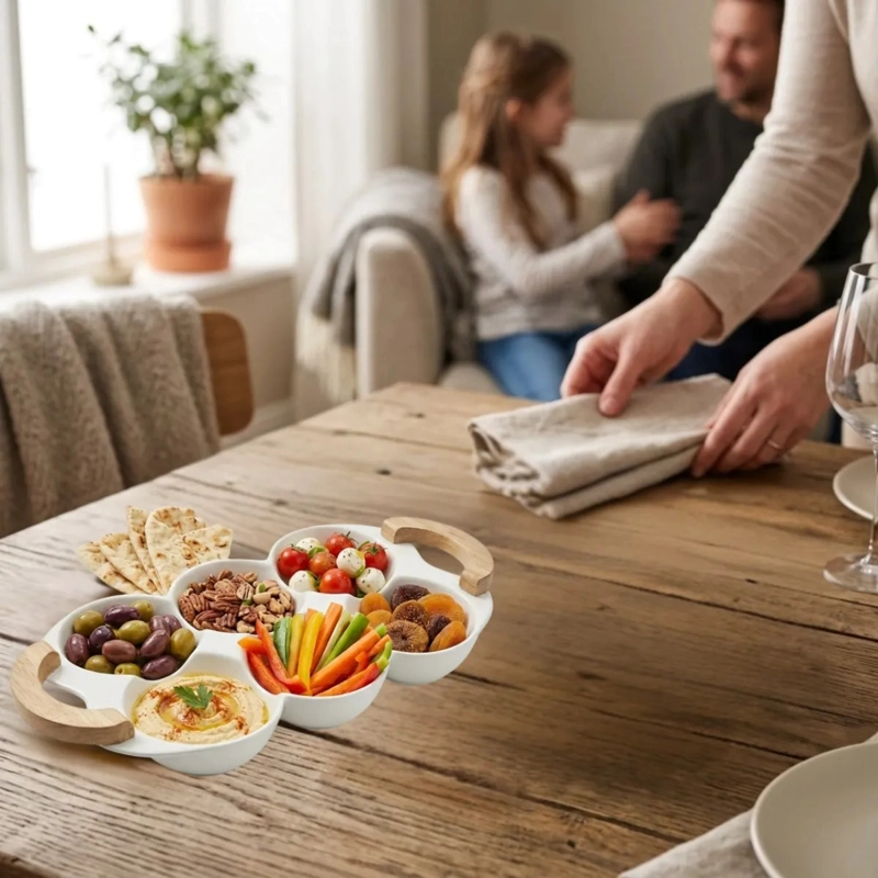 PLATO ORGANIZADOR SNACKS SALSAS TABLA PICAR PANAL ALJ - 9