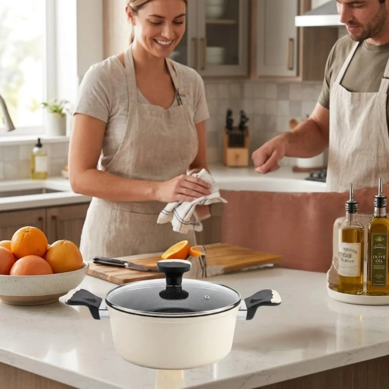OLLA COCCION EFICIENTE TAPA CRISTAL ASAS ERGONOMICAS ALJ - 4
