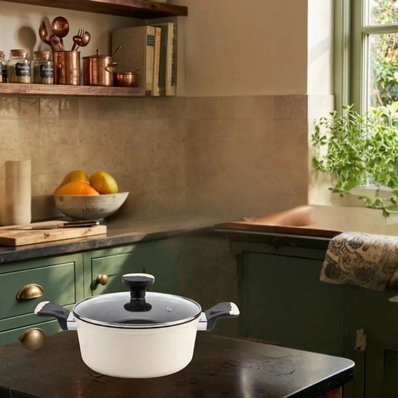 OLLA COCCION EFICIENTE TAPA CRISTAL ASAS ERGONOMICAS ALJ - 9