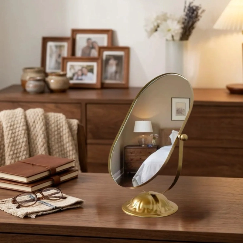 ESPEJO MESA OVALADO MAQUILLAJE ROTATIVO DECORATIVO ALJ - 9