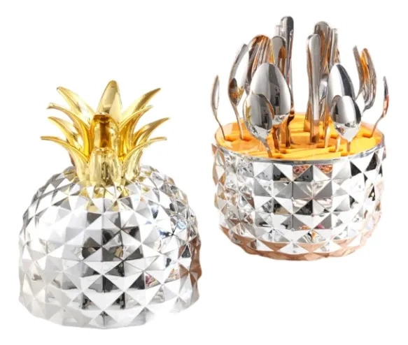 ORGANIZADOR CUBIERTOS ELEGANTE TAPA PIÑA MESA DECORACION ALJ - 1