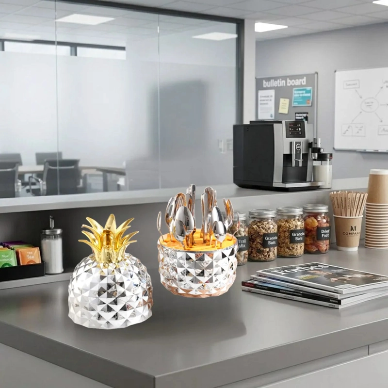 ORGANIZADOR CUBIERTOS ELEGANTE TAPA PIÑA MESA DECORACION ALJ - 10