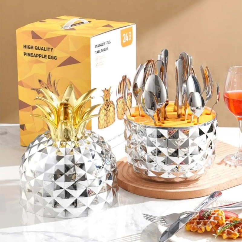 ORGANIZADOR CUBIERTOS ELEGANTE TAPA PIÑA MESA DECORACION ALJ - 6