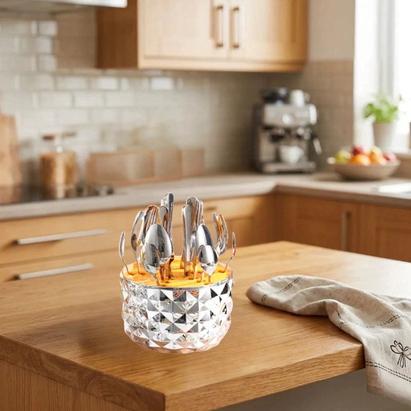 ORGANIZADOR CUBIERTOS ELEGANTE TAPA PIÑA MESA DECORACION ALJ - 8