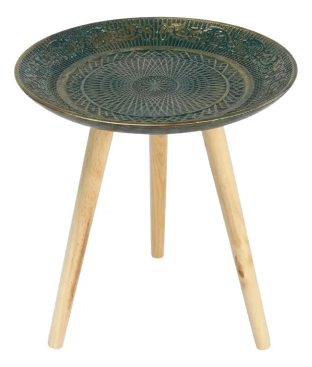 SET 3 MESAS NIDO AUXILIARES GEOME TRICAS MANDALA MADERA ALJ - 2