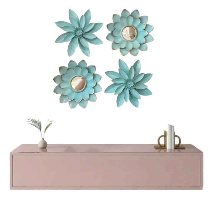 SET 2 ESPEJOS DECORATIVO CUADRO PARED BOTANICO FLORES ALJ - 2