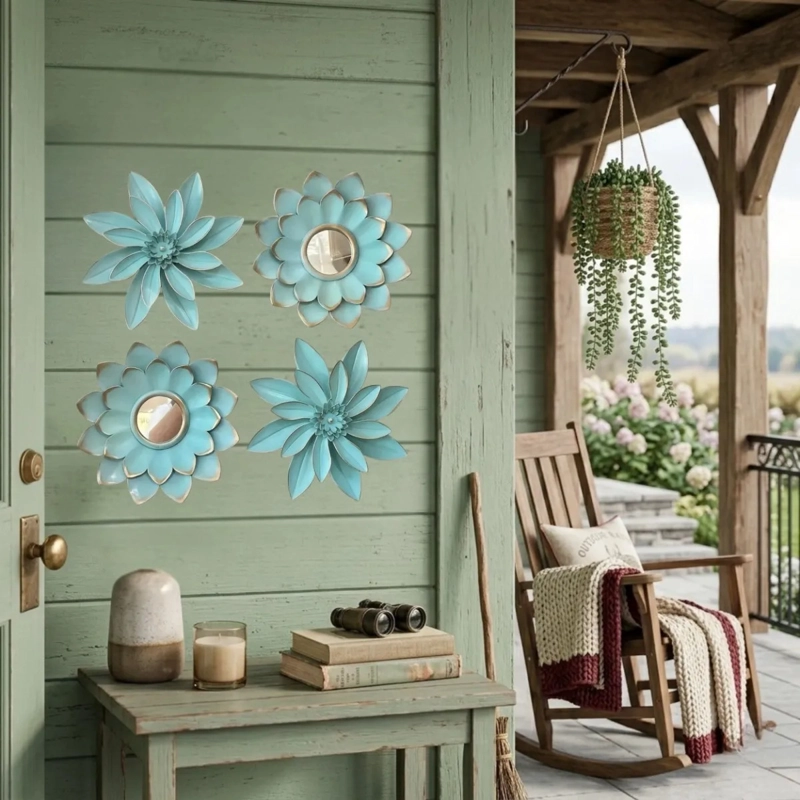 SET 2 ESPEJOS DECORATIVO CUADRO PARED BOTANICO FLORES ALJ - 8