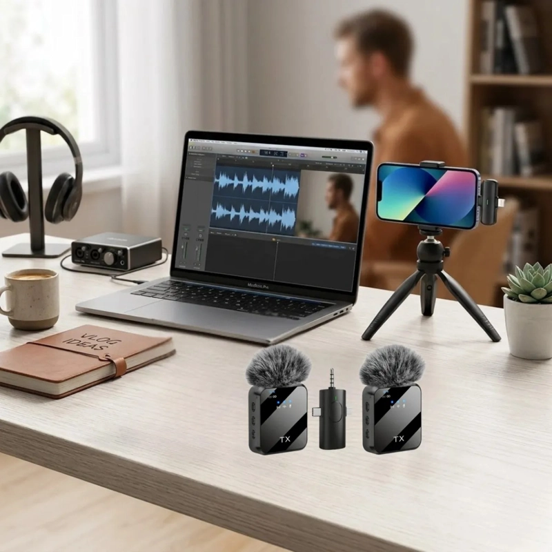 SET 2 MICROFONOS SOLAPA INALAMBRICO DUAL CELULAR CAMARA ALJ - 9