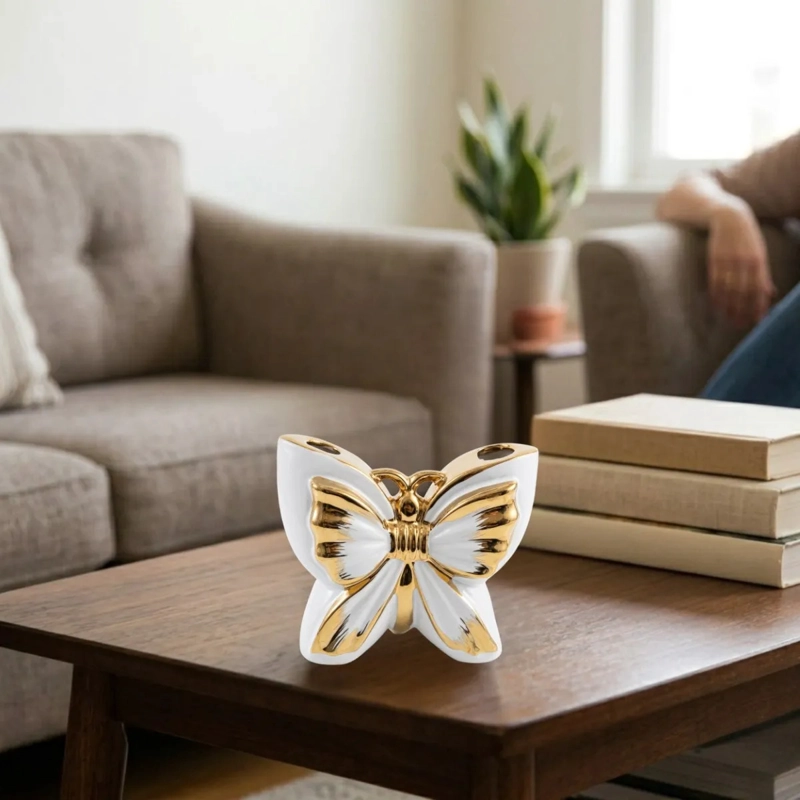 FLORERO DECORATIVO MARIPOSA DETALLE ESPEJO JARRON ALJ - 10