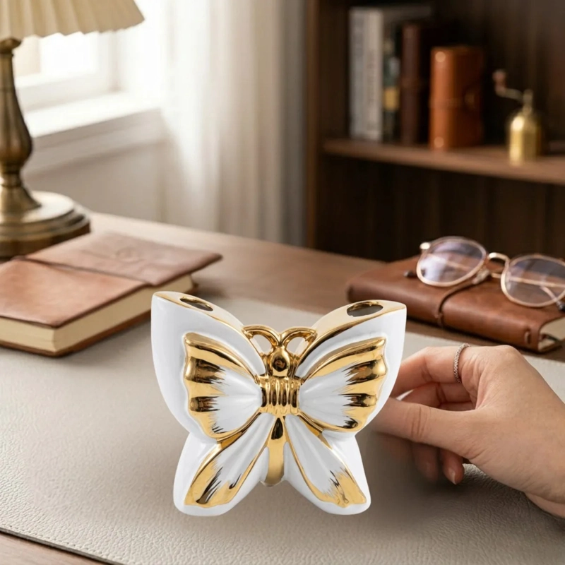 FLORERO DECORATIVO MARIPOSA DETALLE ESPEJO JARRON ALJ - 8