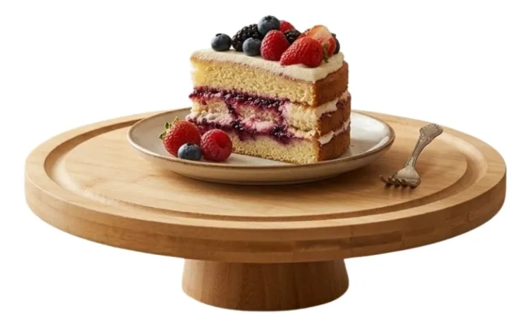 BASE GIRATORIA MADERA REPOSTERIA SERVIR QUESOS COCINA ALJ - 2