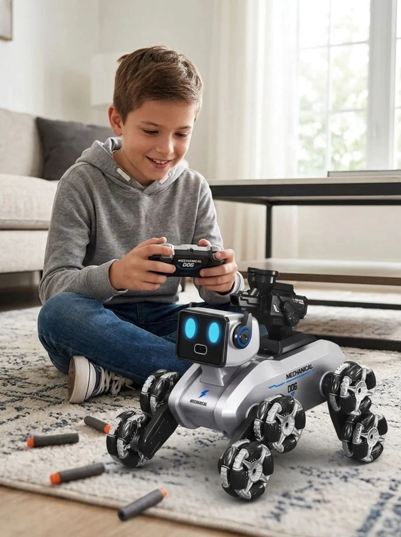 ROBOT PERRO RADIO CONTROL 8 RUEDAS SENSORES GESTOS MV - 2