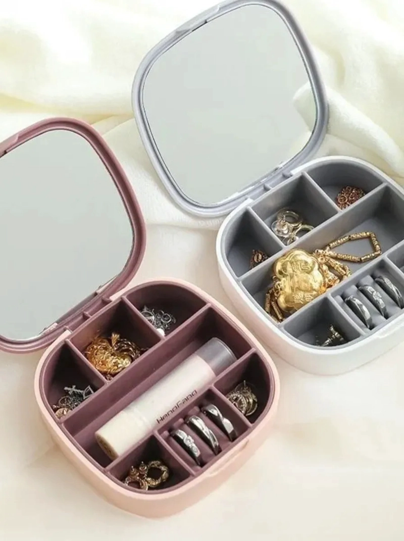 SET 2 JOYEROS PORTATIL DE VIAJE ESPEJO ORGANIZADOR JOYAS MV - 6
